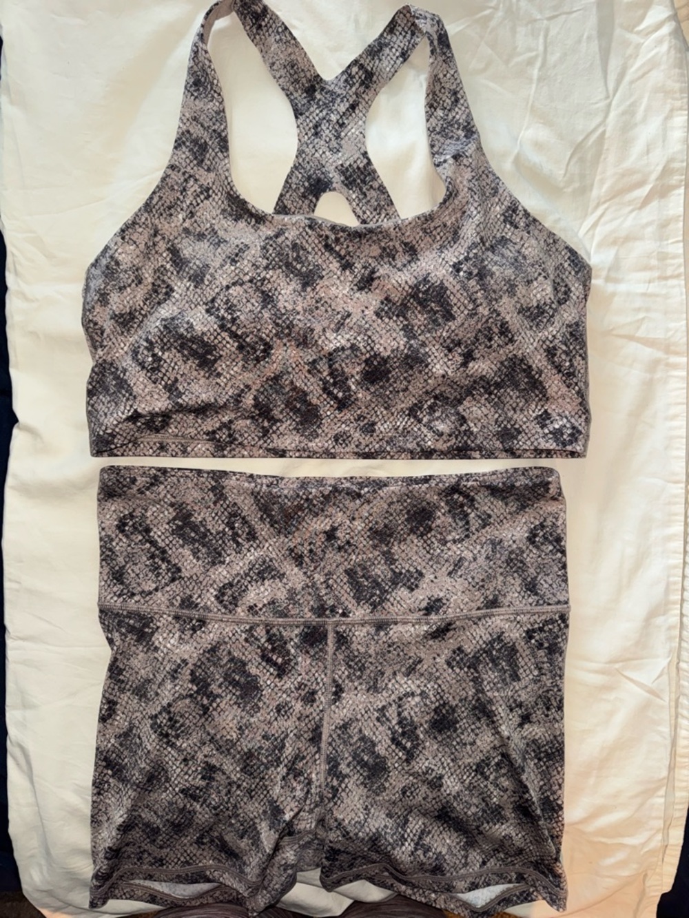 GAP Snake-Print Active Top in Beige and Black